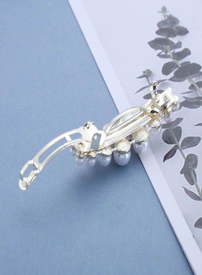 IRCOMULTI Vintage Gold Pearl Hairclip Barrette Pearl French Hair Clip Pearls Weddings Hairpin Clip Imitation Pearls Head Clips Decorative Hair Accessories for Women Headdress - Image 4